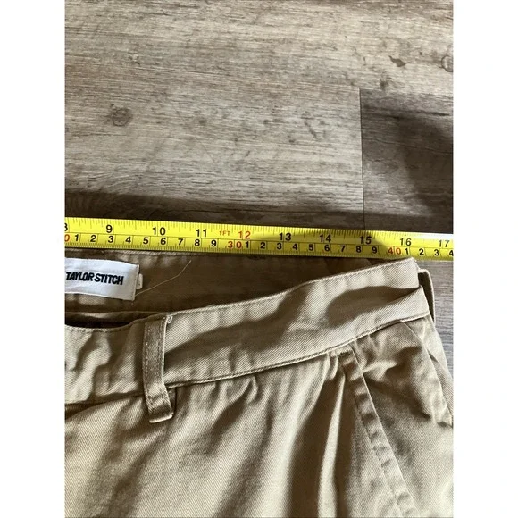 Taylor Stitch The Foundation Democratic Pants Organic Khaki Chino 34 READ Hole - Picture 11 of 13
